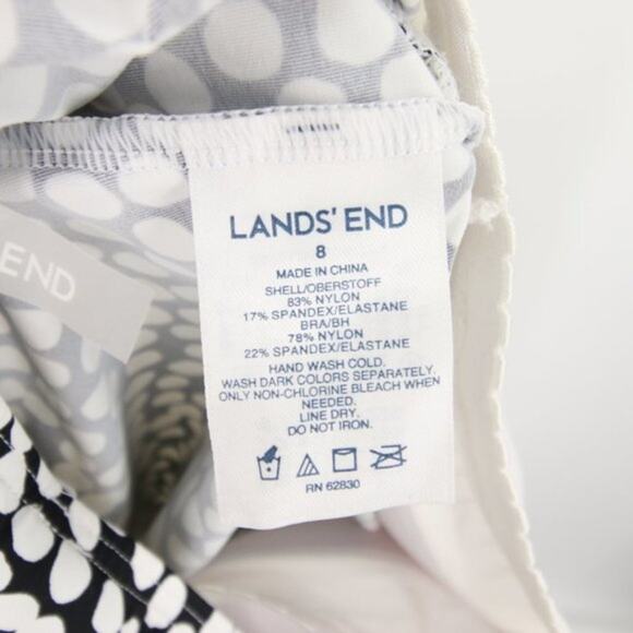 Lands' End Black White Polka Dot Strapless Swim Tankini Top Babydoll Style 8 - Picture 7 of 8